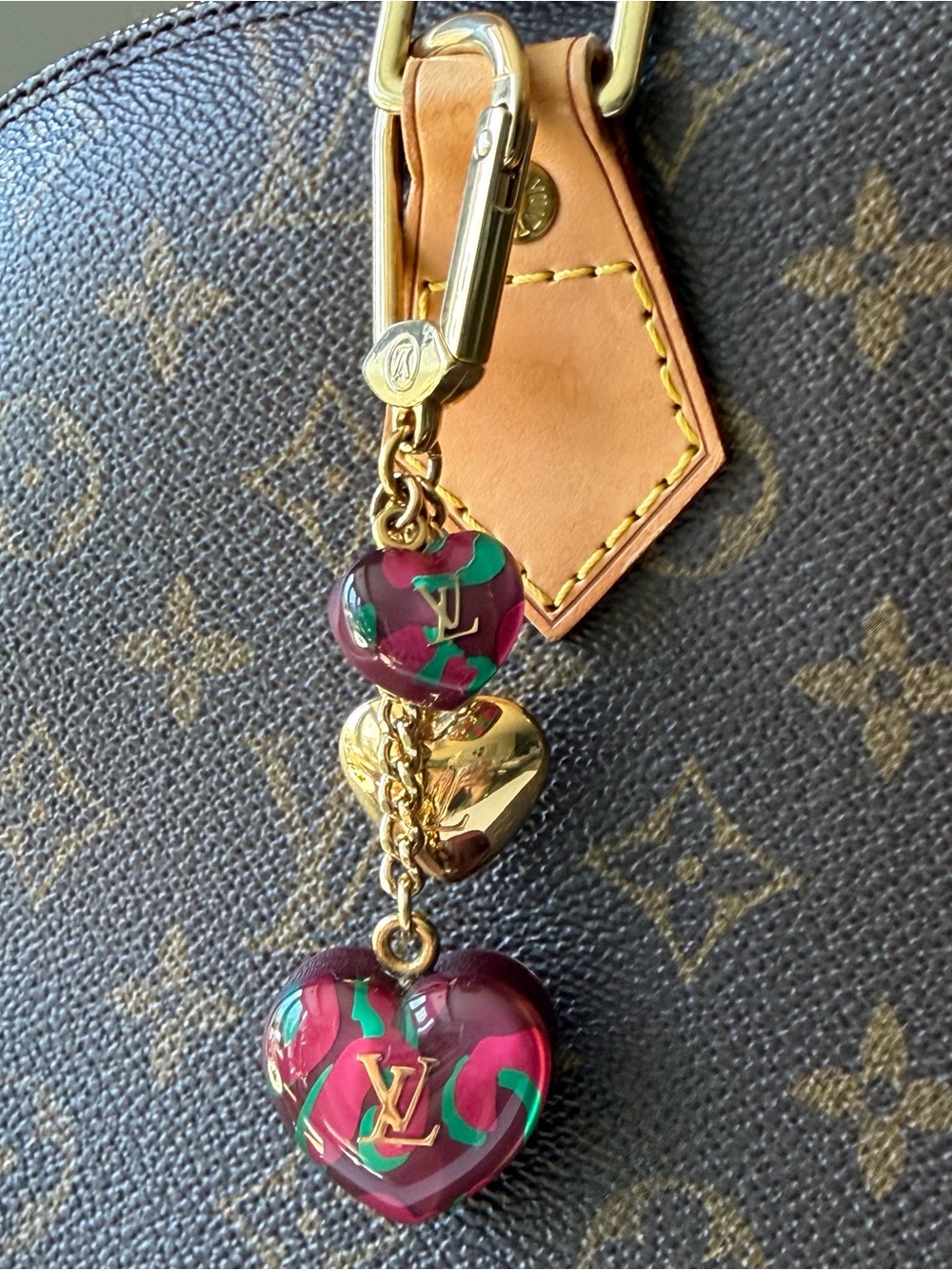 Louis Vuitton Leopard Heart Bag Charm Key Holder Rouge Fauviste